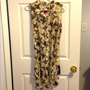Bird Pattern Silky Dress